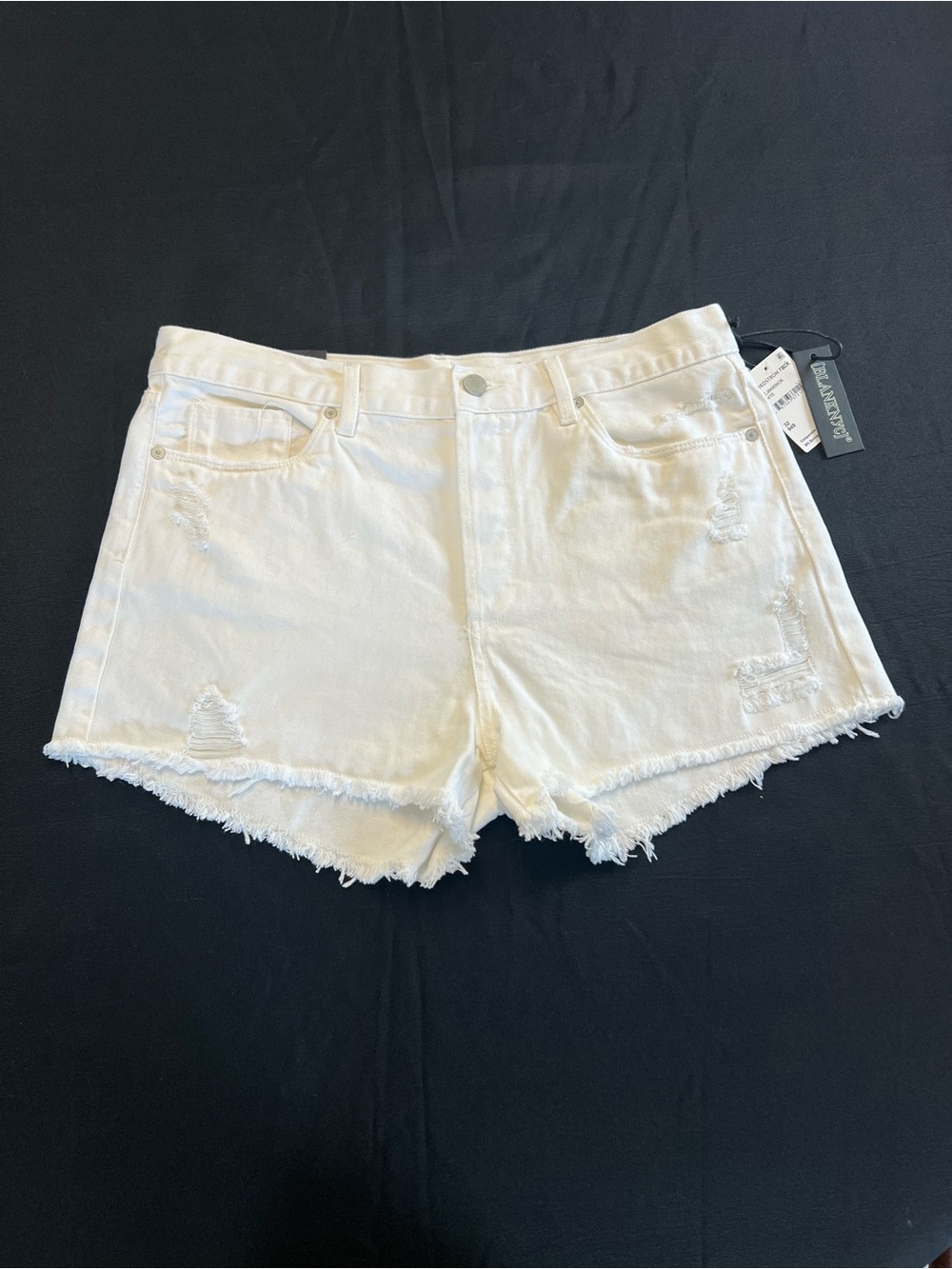 BLANKNYC Women’s White Distressed Denim Shorts High Rise Cut Offs size 32 NWT